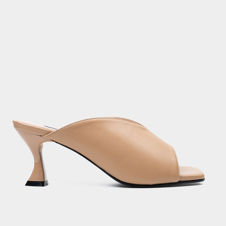 Women’s beige square toe mule heels