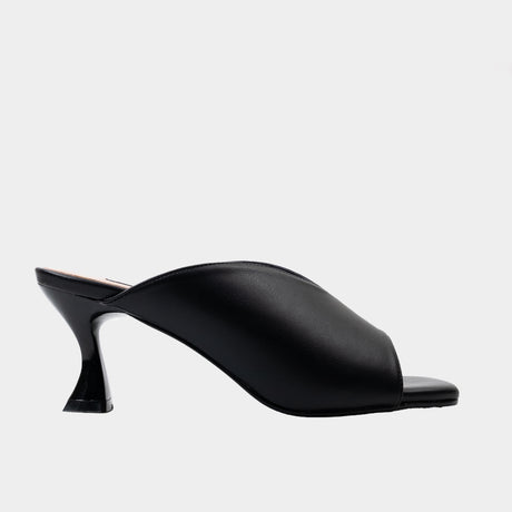 Women’s black square toe mule heels